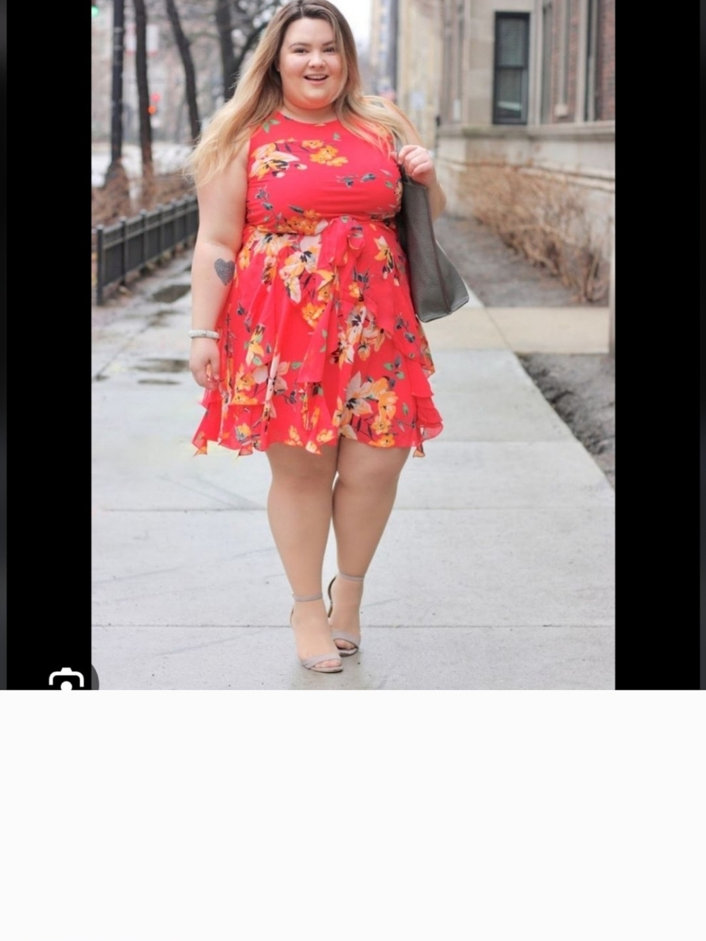 Dressbarn Red Floral Tie-Waist Sleeveless Mini Dress Size 16